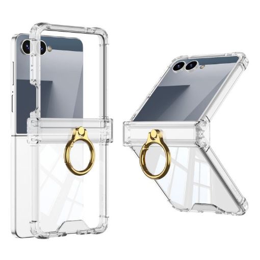 Samsung Galaxy Z Flip7 5G Silicone Case with Ring Holder - Transparent - 1