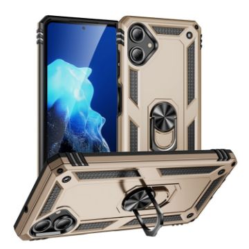 Samsung Galaxy A06 4G Shockproof TPU + PC Case with Holder - Gold - 1