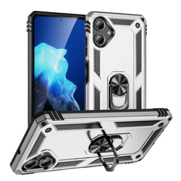 Samsung Galaxy A06 Shockproof Silver TPU + PC Case with Holder - 1