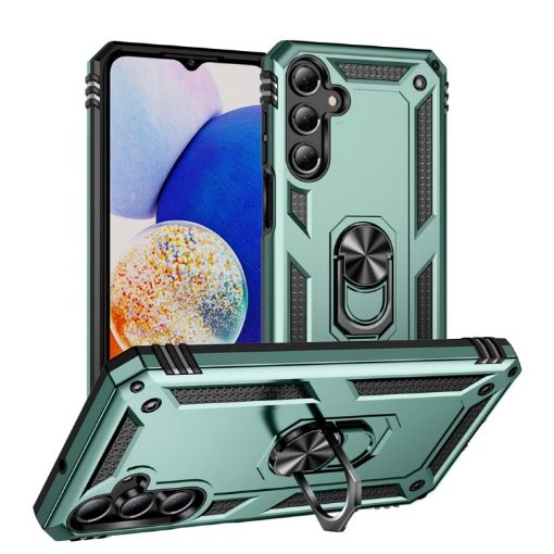 Samsung Galaxy A16 5G Shockproof TPU + PC Case with Holder - Dark Green - 1