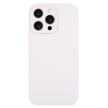 iPhone 15 Pro White Liquid Silicone Phone Case - Pure Color Fine Pore - 1