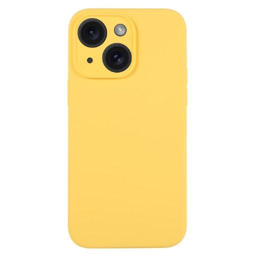 iPhone 15 Yellow Liquid Silicone Phone Case - Pure Color Fine Pore - 1
