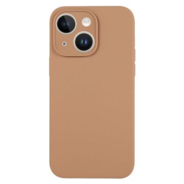iPhone 14 Light Brown Liquid Silicone Phone Case - Pure Color - 1