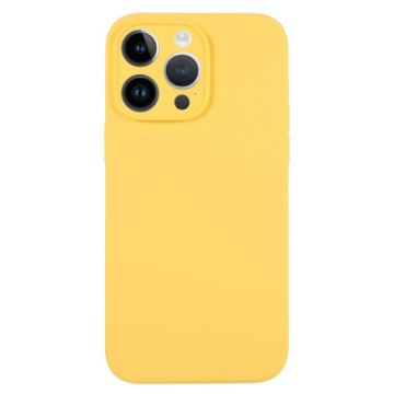 iPhone 14 Pro Yellow Liquid Silicone Phone Case - Pure Color Fine Pore - 1