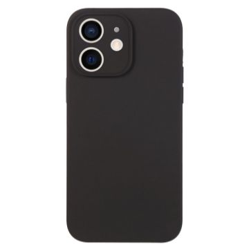 iPhone 12 Black Liquid Silicone Phone Case - Pure Color Fine Pore - 1