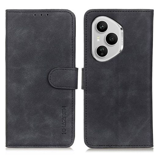 For Honor 400 Pro Global Flip Leather Phone Case Black 160.8mm Retro - 1