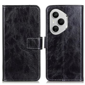 For Honor 400 Pro Global Retro Flip Leather Phone Case Black 160.8mm - 1
