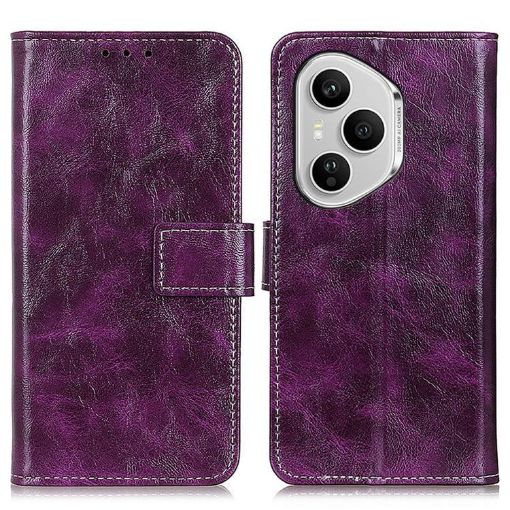 For Honor 400 Pro Global Retro Flip Leather Phone Case - Purple - 1