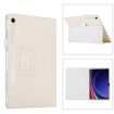 Samsung Galaxy Tab S9 Litchi Texture Leather Case with Holder - White - 1