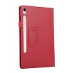 Samsung Galaxy Tab S9 Red Litchi Leather Case with Holder - 2