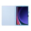 Samsung Galaxy Tab S9 Ultra Sky Blue Litchi Leather Case with Holder - 3
