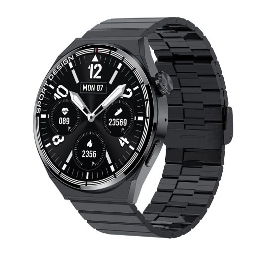 HDT MAX 1.60" Black Dial Bamboo Steel Band IP68 Waterproof Smartwatch - 1