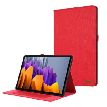 Samsung Galaxy Tab S9+/S10+ Red Fabric Texture Flip Leather Case - 1