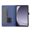 Samsung Galaxy Tab A9+ Dark Blue Fabric Texture Flip Leather Case - 4
