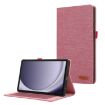 Samsung Galaxy Tab A9+ Rose Red Fabric Texture Flip Leather Case - 1