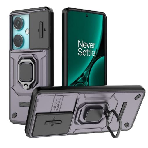 OnePlus Nord CE3 5G Purple Shockproof Case with Holder - Camshield TPU+PC - 1