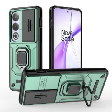 OnePlus ACE 3V Green Shockproof Phone Case with Holder - Camshield TPU + PC - 1