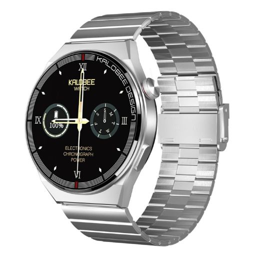 1.3" Bamboo Steel Smart Watch, IP68 Waterproof, Bluetooth Call, Silver - 1