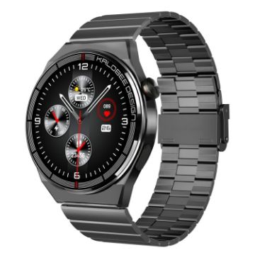 Bamboo Steel Band 1.3" Smart Watch IP68 Waterproof Bluetooth Call Black - 1