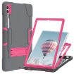 Samsung Galaxy Tab S9+ Silicone PC Case with Holder - Grey/Rose Red - 2