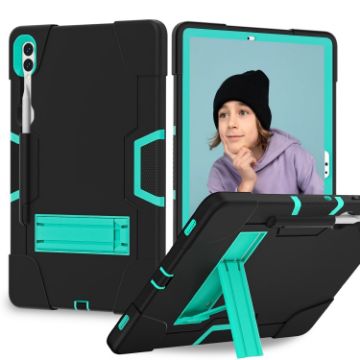 Samsung Galaxy Tab S9+ Black Mint Silicone PC Case with Holder - 1