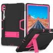 Samsung Galaxy Tab S9+ Black/Rose Red Silicone PC Case with Holder - 1