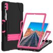 Samsung Galaxy Tab S9+ Black/Rose Red Silicone PC Case with Holder - 2