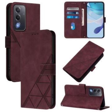 OPPO A5/A3 Pro 5G Crossbody 3D Embossed Flip Leather Case Wine Red - 1