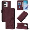 OPPO A5X 4G/5G Wine Red 3D Embossed Flip Leather Crossbody Case - 1
