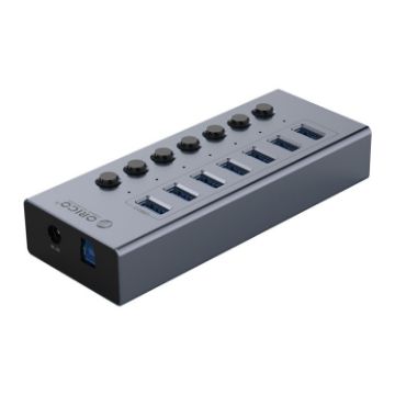 ORICO BT2U3-7AB-GY-BP 7-Port USB 3.0 HUB with Switches (UK Plug) - 1