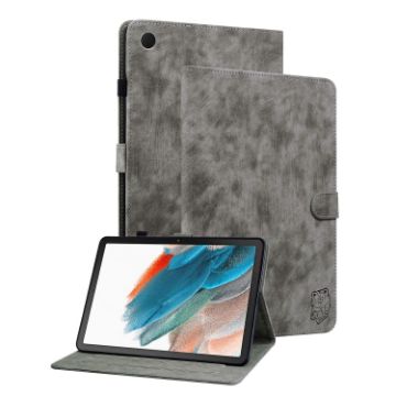 Samsung Galaxy Tab 9 Tiger Pattern Flip Leather Case - Grey - 1