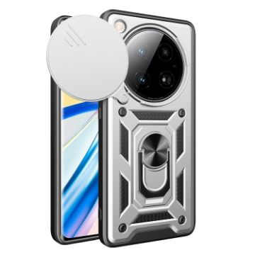 Infinix Zero 40 5G Phone Case Silver - Sliding Camera Cover TPU+PC - 1