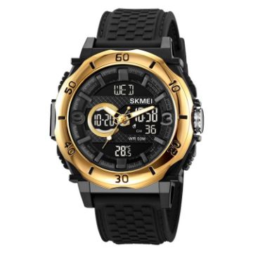 SKMEI 2098 Men's Waterproof Digital Watch, Gold+Black, Thermometer, 50M - 1