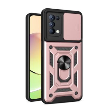 OPPO Reno5 4G/5G Rose Gold Sliding Camera Cover TPU Hybrid Case - 1