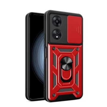 OPPO A58 4G Global Red Phone Case with Sliding Camera Cover Design - 1