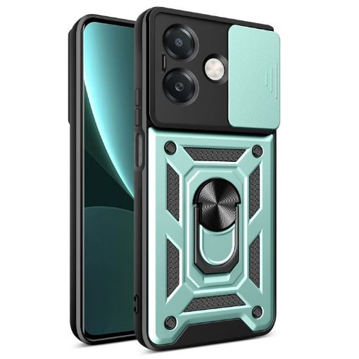 OPPO A3x 5G/4G Mint Green Sliding Camera Cover TPU Hybrid Case - 1