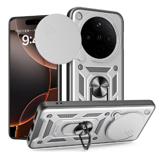OPPO Find X8 Phone Case Silver - Sliding Camera Cover TPU Hybrid PC - 1