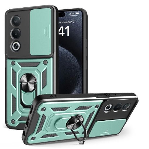 OPPO A3 Pro 5G/A80 5G Mint Green Sliding Camera Cover TPU Phone Case - 1