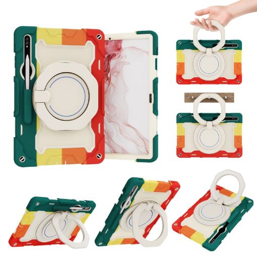 Samsung Galaxy Tab S9+ Armor Case with Rotating Ring - Colorful Red - 1