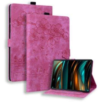 Samsung Galaxy Tab A8 X200 Sakura Cat Leather Case Rose Red - 1