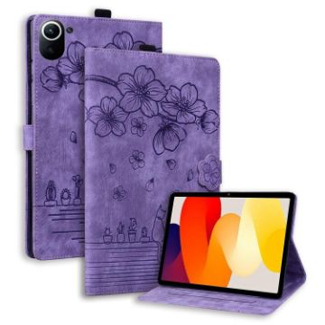 Xiaomi Redmi K Pad Purple Cartoon Sakura Cat Leather Tablet Case - 1