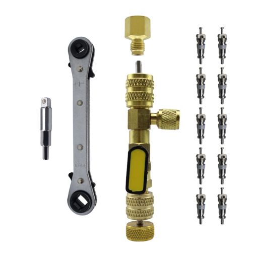 13pcs Air Conditioning Valve Core Tool Set with Wrench & Valve Core - 1