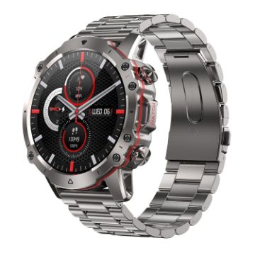 AK56 IP67 BT5.1 Smart Watch 1.43" Voice Call/Health Monitor Silver Strap - 1