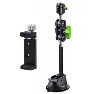 33cm Single Suction Cup Pea Clamp Arm with Metal Phone Holder - 1