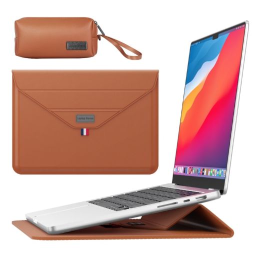 Laptop Sleeve Bag with Accessories Pouch for 15.4/15.6/16.1 inch - Brown - 1