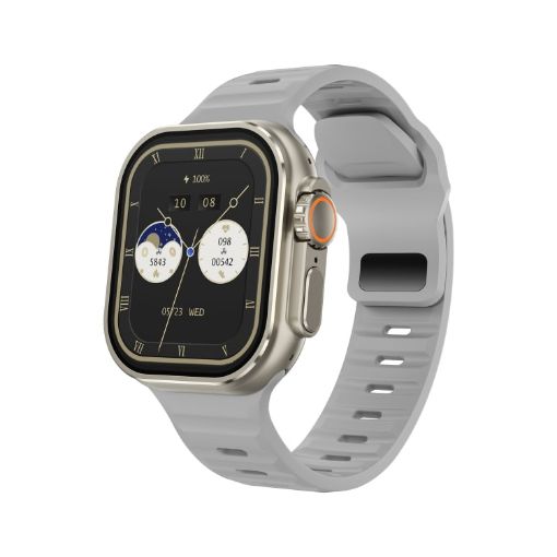 iW9 Ultra Smart Call Watch - 2.04" Screen, BT Call, Heart Rate, Grey Gold - 1