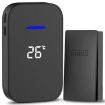 Wireless Doorbell with Temperature Display & Elderly Pager, EU Plug, Black - 1