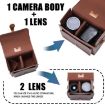 Cwatcun D80 Retro Brown Faux Leather Camera Shoulder Bag 25.5x18.5x12.5cm - 5