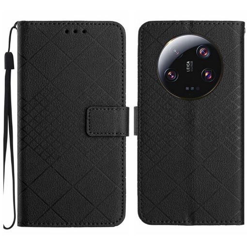 Xiaomi 14 Ultra Black Rhombic Grid Leather Phone Case - 1