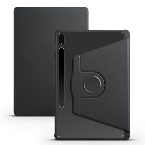 Samsung Galaxy Tab S10+/S9+ 360 Rotation Leather Case - Black - 1